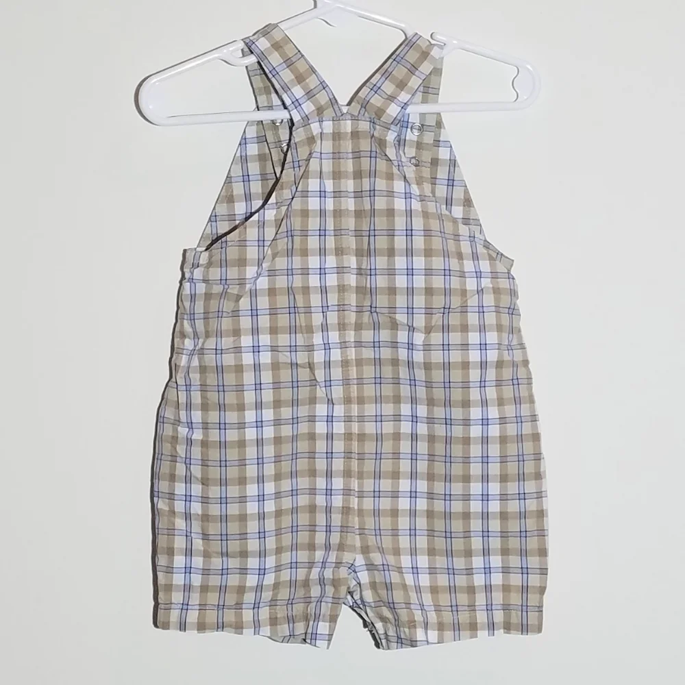 Carter's Monkey Plaid Shortall Overall Bibs 18m